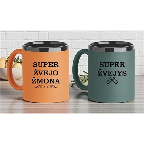 DOVANŲ RINKINYS SU GRAVIRUOTAIS PUODELIAIS „SUPER ŽVEJYS IR SUPER ŽVEJO ŽMONA“