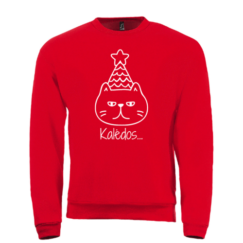Kalėdinis džemperis - Kačiukas su eglute, raudonas