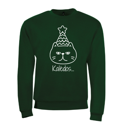Kalėdinis džemperis - Kačiukas su eglute, žalias