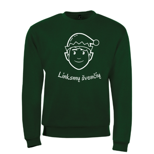 Kalėdinis džemperis - Linksmų švenčiu su elfu, žalias