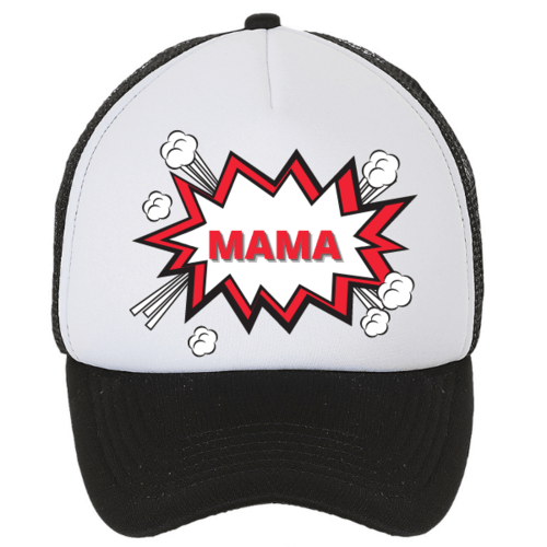 Kepuraitė su snapeliu " Superinė mama " juoda