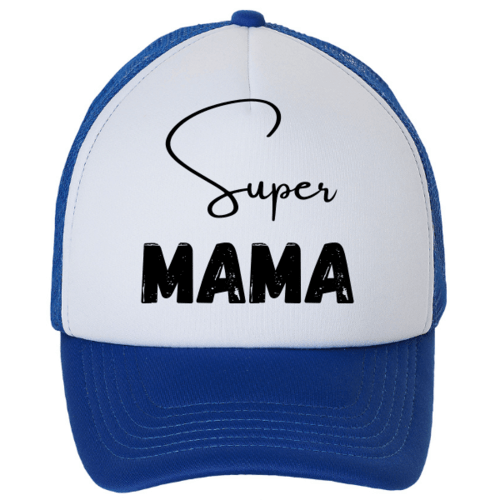 Kepuraitė su snapeliu " Super mama " mėlyna
