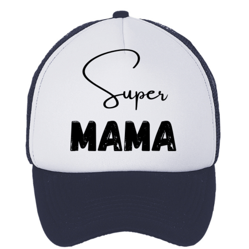 Kepuraitė su snapeliu " Super mama " tamsiai mėlyna