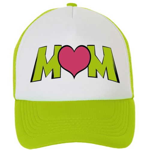 Kepuraitė su snapeliu " MOM" neoninė žalia