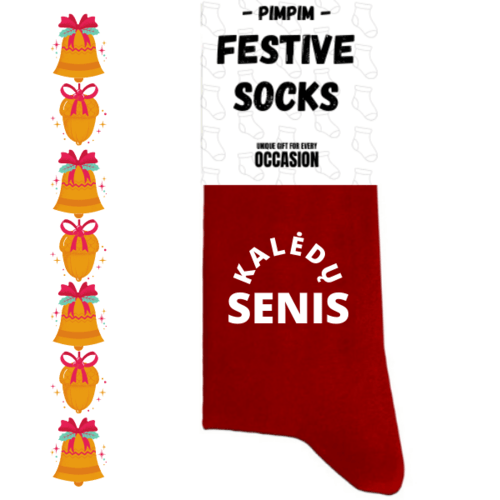 Kojinės su užrašu: Kalėdų senis, raudonos