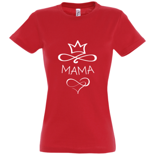 Marškinėliai moterims: Mama su karūna, raudoni