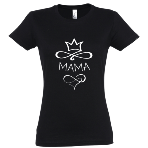 Marškinėliai moterims Mama Karalienė, juodi