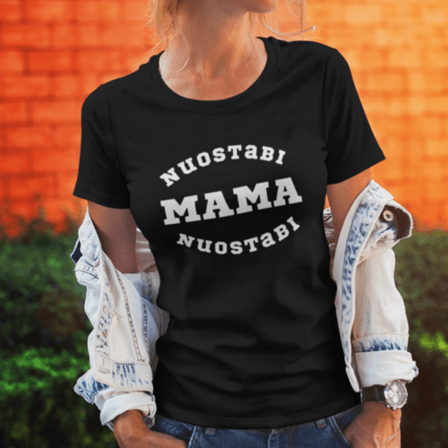Marškinėliai moterims su užrašu: Nuostabi mama, juodi