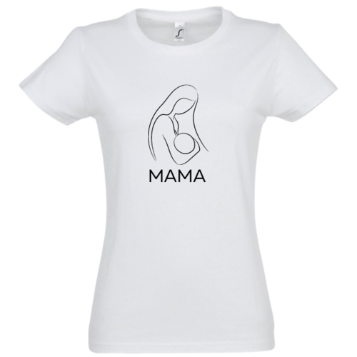 Marškinėliai moterims su užrašu: Mama, balti