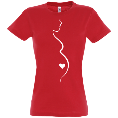 Marškinėliai moterims - nėštumas, raudoni