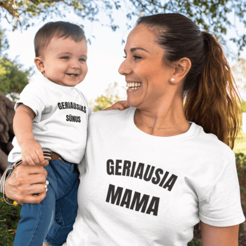 Marškinėlių komplektas mamai ir vaikui " Geriausia mama ir Geriausia dukra " Balti