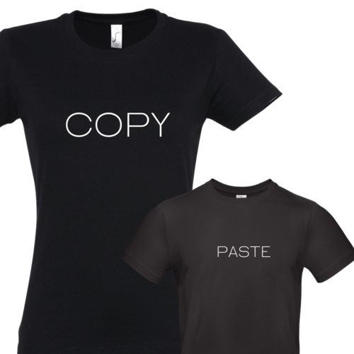 Marškinėlių komplektas mamai ir vaikui " Copy ir paste " juodi