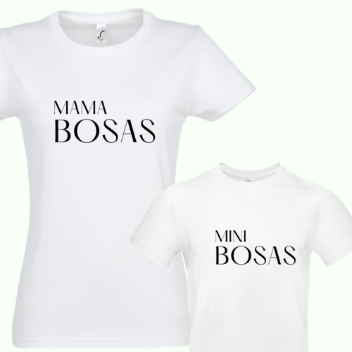 Marškinėlių komplektas mamai ir vaikui " Mama bosas ir Mini bosas  "