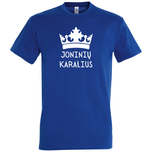Marškinėliai vyrams su užrašu -  Joninių karalius, mėlyni