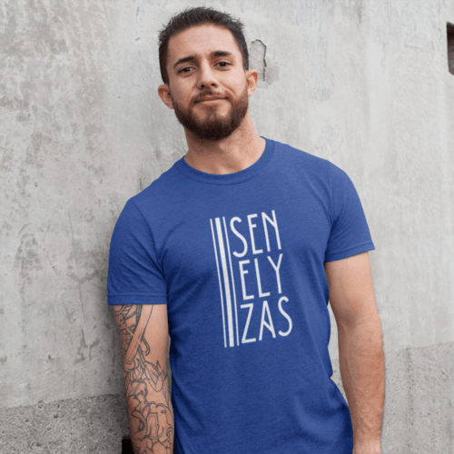 Marškinėliai vyrams su užrašu - Senelyzas, mėlyni