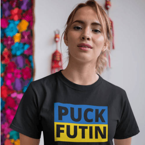 Marškinėliai su užrašu PUCK FUTIN