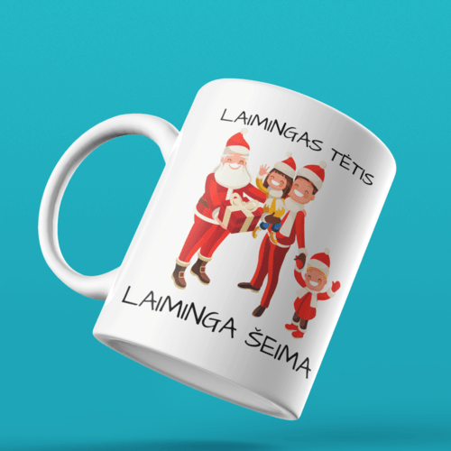 Puodelis Linksmas tėtis - laiminga šeima