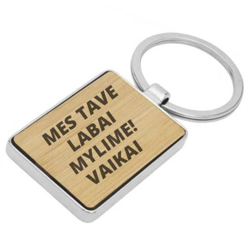 Raktų pakabukas mamai " Mes tave labai mylime! Vaikai " Medinis, stačiakampis.