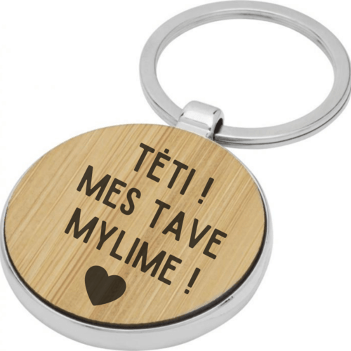 Raktų pakabukas tėčiui - tėti, mes tave mylime. Medinis, apvalus