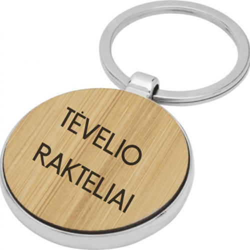 Raktų pakabukas tėčiui - tėvelio rakteliai. Apvalus, medinis