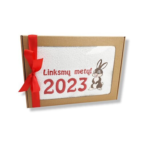 SIUVINĖTAS RANKŠLUOSTIS SU TRIUŠIU „LINKSMŲ METŲ 2023!“